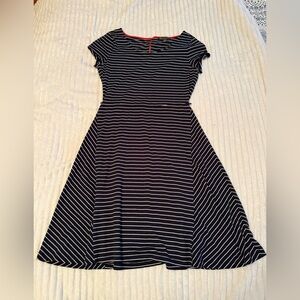 Outback Red Black and White Striped Midi Skater Dress